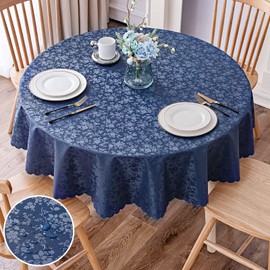 Smiry Round Table Cloth, Waterproof Heavy Duty Vinyl Tablecloths, Wipeable Washable Table Cover for Kitchen and Dining Room (Navy Blue, 60" x 60")