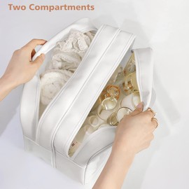 DAPOWER Travel Toiletry Bag for women and men, Matte Translucent Toiletry Bag with with Handy Handle, Makeup Cosmetic Bag Travel Organizer for Accessories, Toiletries, White-XL, XL, Carry on Toiletry Bag