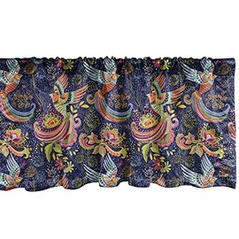 Ambesonne Surfboard Window Valance Colourful Surf Pattern Summer Travel Illustration Retro Colours Curtain Valance for Kitchen Bedroom Decor with Pole Pocket