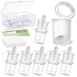 haakaa Colostrum Collector Kit 2ml/6pcs & Lidded Feeding Cup 25ml - Collect, Store & Feed Colostrum Ready-to-Use Pack, Reusable Colostrum Syringes Set for Liquid Gold