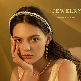 Coridy Glitter Rhinestone Headbands Sparkly Bejewelled Headband for Women Thin Baroque Hairbands Crystal Diamond Head Hoops for Weddings Parties Daily (Amber)