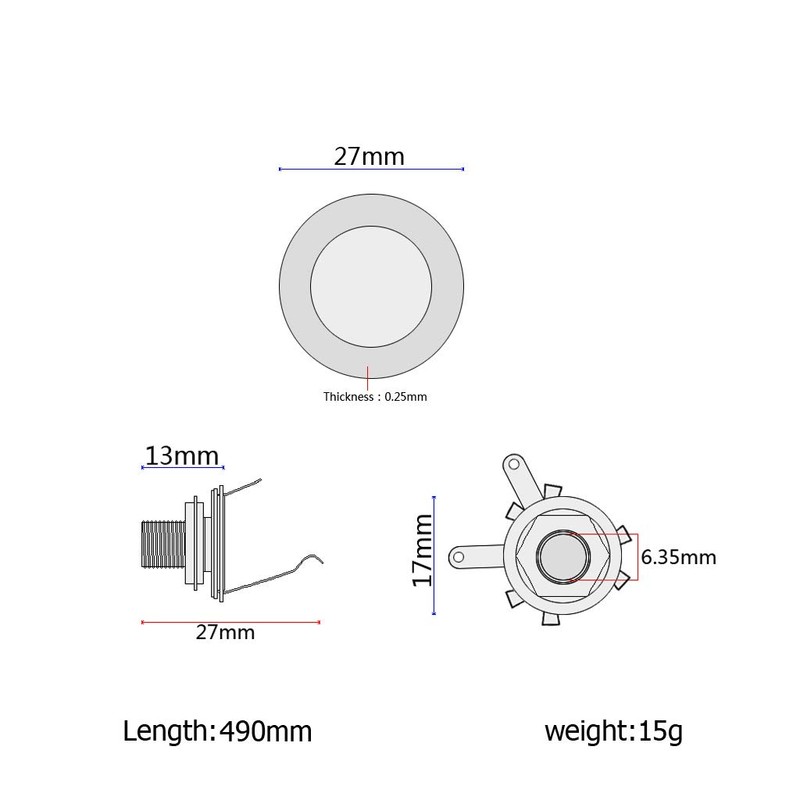 Alnicov Single Piezo Pickup Drum Trigger Transducer Metal Pre-Wired Amplifier