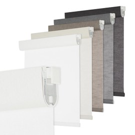 Tonature No Drill Light Filtering Roller Shades Cordless Window Blinds for Indoor Windows, Jacquard Fabric Pull Down Blinds for Home, Kitchen, Living Room, Office, White, 28" W x 72" H