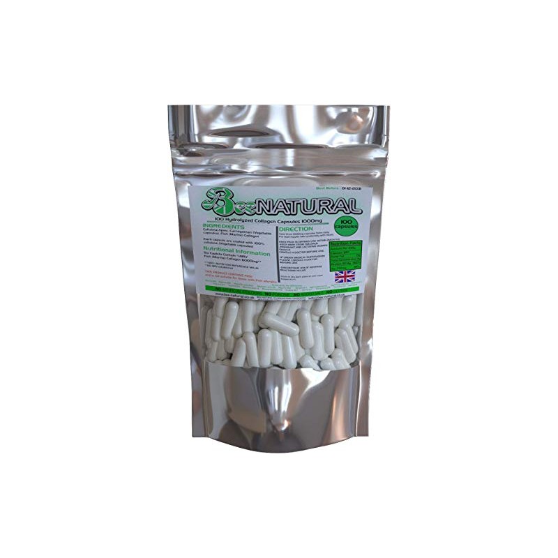 100 Hydrolyzed Collagen Capsules 1000mg Bee-natural