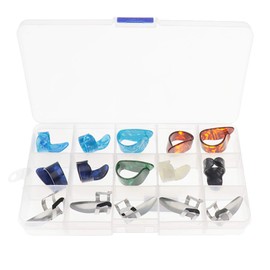 Create idea Pack of 15 Guitar Thumb Finger Picks Colorful Nail Plectrum for Guitar Bass Banjo Plastic and Stainless Steel 15 Grid Box