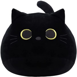 OUKEYI 50cm Black Cat Plush Toy Black Cat Pillow,Fat Cat Kawaii Pillow Stuff,Plushies Lumbar Back Cushion Decoration for Kids Home Decor Gift Boys Girls Birthday Valentines Christmas