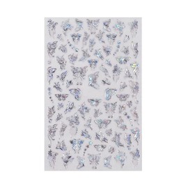 3D Nail Butterfly Design Sticker Decor Decal Holographic Laser Nail Art Sticker, Laser-Cut Design, Easy Apply, Long-Lasting, Multi-Use, Perfect for UV Gel, Acrylic Nails