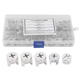 Eccentric Furniture Connectors, 75 Pieces, Furniture Eccentric Connectors, Eccentric Nut Furniture Connectors, Screws Cam Nut Furniture Lock Nut Connectors, 9.5 x 13 mm, 10 x 12 mm, 13.5 x 15 mm