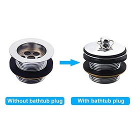 Tapón para Bañera , Tapa para Baño Cromado Fregadero de Cocina Cromado , Tapón para Desagüe de Bañera , Tapón de Desecho de Metal Sólido con Cadena