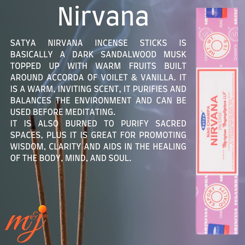 Original Satya Nag Champa Nirvana Incense Sticks | with M&J