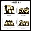 4Pcs Black and Gold Graduation Decorations Class of 2025 Congrats
