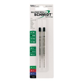 Schmidt P900 Ballpoint Tc Ball Parker Style Refill Medium, Black, 2 Pack Blister (SC58135)