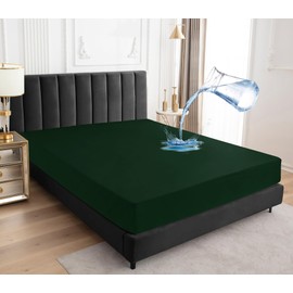 Waterproof Mattress Protector, 140 x 200 cm Fitted Sheet, Breathable Mattress Cover, Waterproof Mattress Cover, Moisture Protection, Fitted Sheets, Green