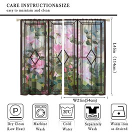 Vintage Stained Glass Curtains, Exotic Abstract Colorful Floral Fractal Geometric Seamless Pattern, Thermal Insulation Blackout Rod Pocket Window Treatments For Living Room Bedroom Bathroom 42x45 Inch