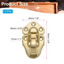 PATIKIL Retro Style Duckbilled Toggle Hasp Latch, 2 Pack Small Metal Vintage Box Toggle with Mounting Screw for Jewelry Cabinet Wooden Ordinary Box Crafts, Gold