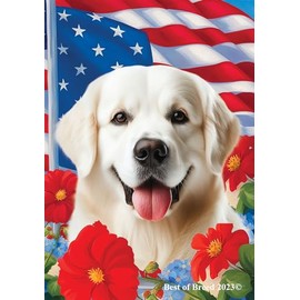 Golden Retriever White - Best of Breed All-American Patriotic I Garden Flags