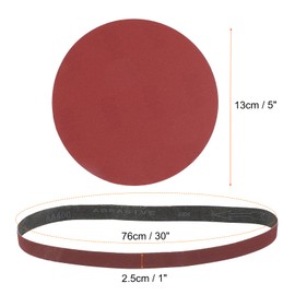 sourcing map 24pcs 1 x 30" Sanding Belts 4pcs Each of 60/80/120/150/240/400 Grit Aluminium Oxide Flush Joint Belt Sander Paper with No-Hole Self Stick Oxide Sanding Disc Paper Cleaning Wipe