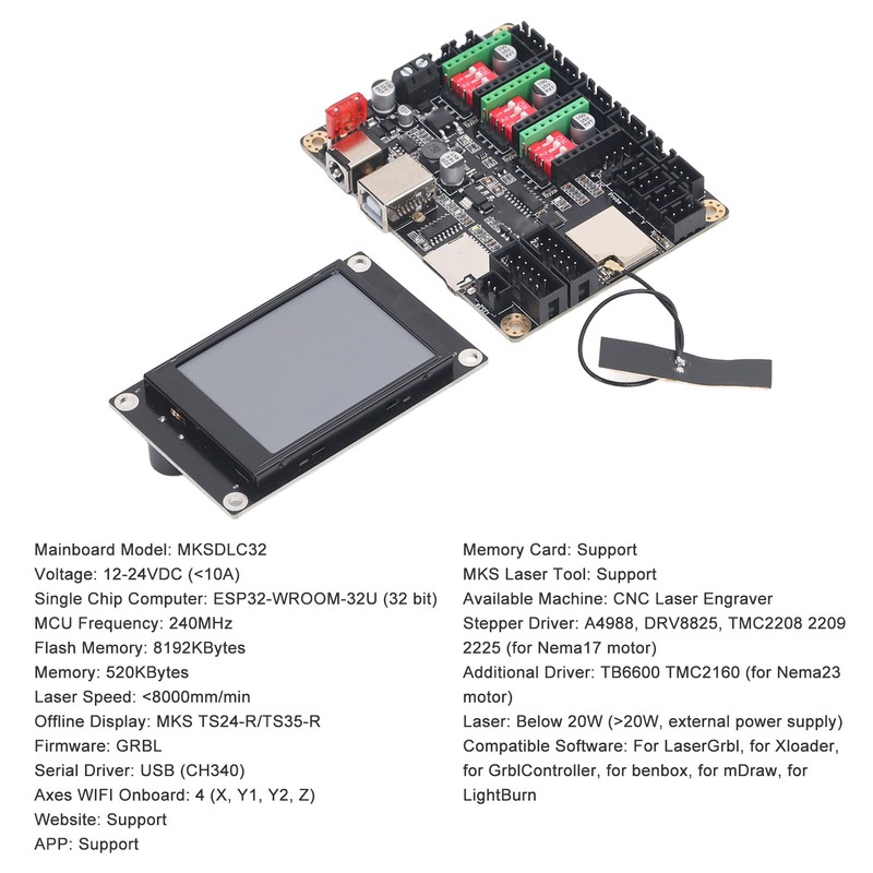 Engraving Machine Display Kit Desktop Engraver 2.4 Inch Touch Screen