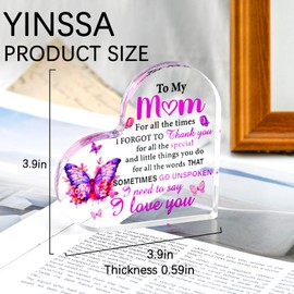 YINSSA Christmas Gifts for Mom from Daughter Son Moms Birthday Gift Ideas for Mom Christmas Stocking Stuffers Mothers Day Birthday Christmas Gifts for Mom Best Mom Gifts Acrylic Block, Mom Gifts,