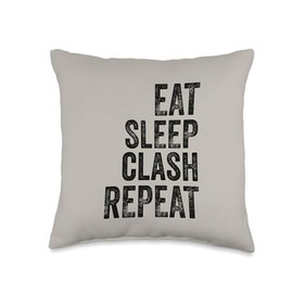 Vintage Gaming Clan - Eat Sleep Clash Repeat Throw Pillow