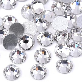 qiipii 400pcs SS30 Crystal White Nail Flatback Rhinestones Bulk Nail Art 6.1mm Round Glass Gems Beads Stones Diamonds for Eye Makeup Nail Decoration Jewels Accessories Crafts Clothes Shoes DIY