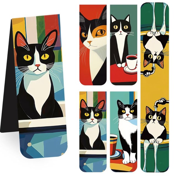 5 Pieces Magnetic Bookmarks Cats Magnet Page Markers Assorted Book