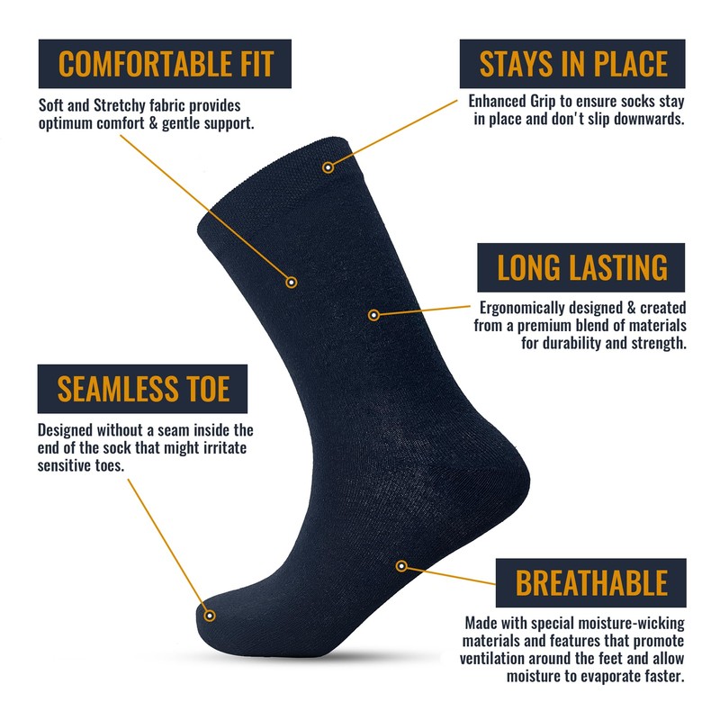 SMG® Mens 12 Pair Pack Cotton Casual Smart Design Contrast