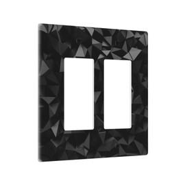 Black Geometry Double Decorator Wall Plate 2 Gang Rocker Light Switch Cover Decorative Switch Plate Faceplate for Bedroom Kitchen Bathroom 4.6 x 4.5 Inch