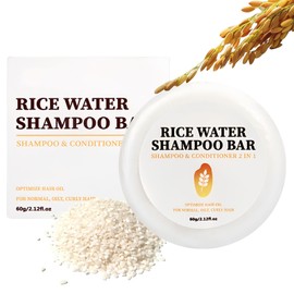 2-in-1 Rice Water Shampoo & Conditioner Bar for Hair Growth with Coconut Oil & Argan Oil - Anti Hair Loss Shampoo Bar
