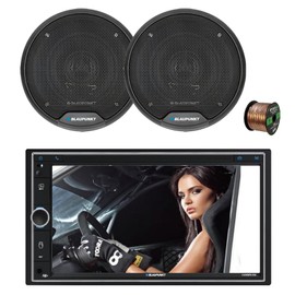 Blaupunkt CAMDEN 450 7 Touchscreen Double DIN Bluetooth AM/FM Digital Multimedia Receiver, 2x 6" 40 Watt Max 3-Way Car Speakers w/ Wire