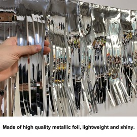 10 Feet Long Roll Foil Fringe Garland - Pack of 3 | Shiny Metallic Tassle Banner | Ideal for Parade Floats, Bridal Shower, Wedding, Birthday | Wall Hanging Fringe Garland Banner (Silver)
