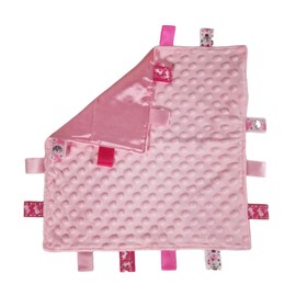 Royal Icon Baby Comforters tag blanket – Ultra Soft and Unique Design Taggies for Babies – Hypoallergenic Baby Taggy Blanket for Newborn Toddlers Boys and Girls 35x35 Cm (Pink - Ri15)