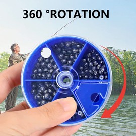 AIVORO Angelblei, 100 Stück Bleischrot Angeln, Schrotblei Angeln mit Aufbewahrungskiste, Herausnehmbare Blei Gewicht Angeln, 5 Größen Bleischrot Sortimentsdose（0.3g/0.5g/0.6g/0.8g/1g）