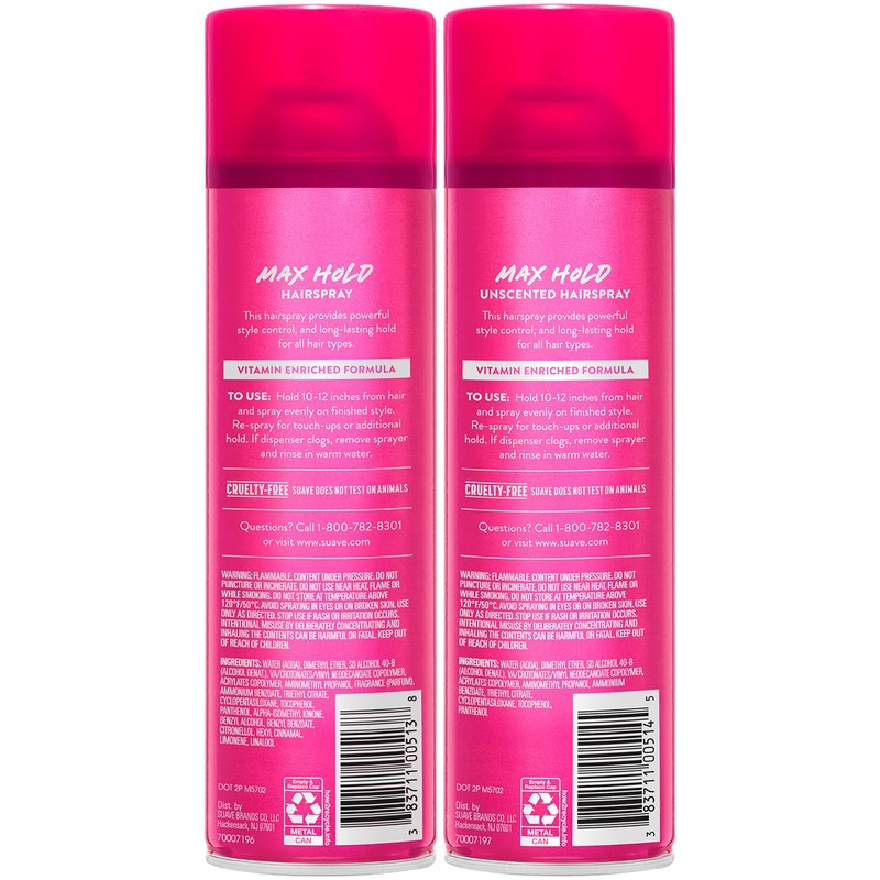 Suave Hairspray, Max Hold Variety 4-Pack – Scented + Unscented