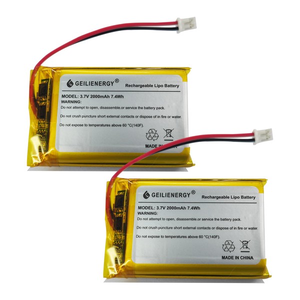 GEILIENERGY Lithium Polymer Battery 3.7V 2000mAh 103454 Lipo Rechargeable Battery