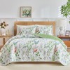 Joyreap 2 Pieces Quilt Set Twin, Floral Green n White