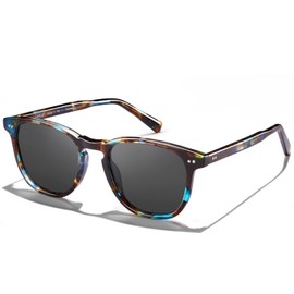 CARFIA Cool Retro Acetate Polarized Sunglasses for Men UV Protection, Fashion Keyhole Driving Man Sunnies Square Male Eyewear