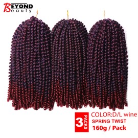 3 Packs 12 Inch Spring Twist Ombre Colors Butterfly locs Crochet Braids Braiding Hair Extensions Low Temperature Fiber 30 Strands 160g/Pack (12 Inch, Dark&Light Wine)