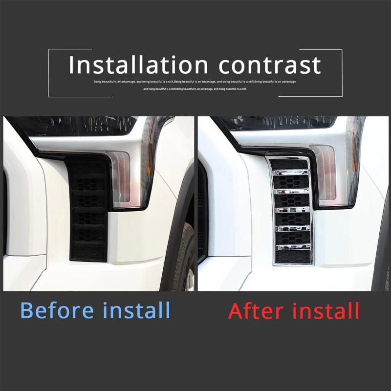 MXtech-23 Chrome Front Headlights Grille Vent Trim Cover Frame for