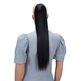 PRETTYSHOP 60 cm Hairpiece HC13, Straight Ponytail Braid Hair Extension, Blackish Brown