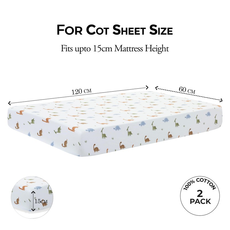 Dreamology Cot sheets, 2 Pack,100% Cotton Jersey Fitted sheets, 2