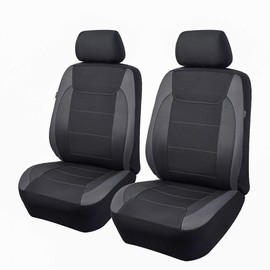 Flying Banner - Fundas de asiento de coche de fibra de carbono de calidad de malla de aire deportiva con respaldo bajo y alto (2 frentes, cubeta bajo, gris)