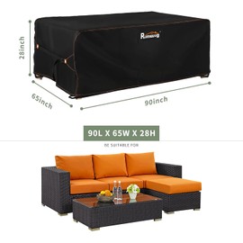 Patio Furniture Set Covers Waterproof, Outdoor furniture covers waterproof clearance, Sectional Sofa Couch Set Covers for Winter,Table Chair Cover Outside Rectangular Heavy Duty 90"Lx65"Wx28"H