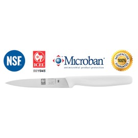 ICEL 4 Inch Paring Knife, Straight Edge, High Carbon German Stainless Steel razor Sharp Blade, White Handle