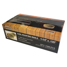 Coil Roofing Nails 1-1/4" x 0.120 Electro Galvanized, 15 Degree - 7200pcs (120pcs per coil, 60coils per box) - DHCRN-114.120-7200