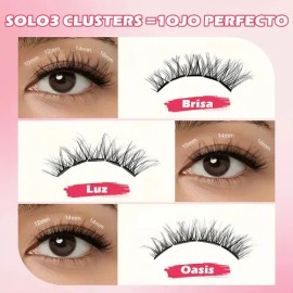Itntfn Kit Pestañas Postizas 3d Efecto Desordenado Natural Autoadhesivas Sin Pegamento, Clusters Naturales Presiona Y Coloca, Fácil Para Principiantes