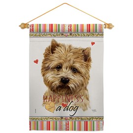 Breeze Decor Cairn Terrier Happiness Garden Flag Set Wood Dowel Dog Puppy Spoiled Paw Canine Fur Pet Nature Farm Animal Creature House Banner Small Yard Gift Double-Sided, Made in USA