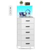 EKNKOZY Nightstand 5 Drawer Dresser with LED Lights, Charging Station,