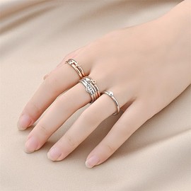 Titanium steel Classicl Dainty Plain Butterfly Charm Ring (Rose Gold, 8)