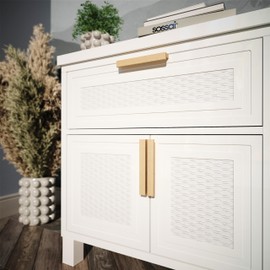 Sossai GAH01 Wooden Furniture Handles Made of Beech Hole Spacing 128 mm, Length 188 mm, Pack of 2